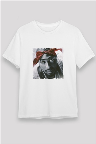 Tupac Baskılı Unisex Beyaz Tişört