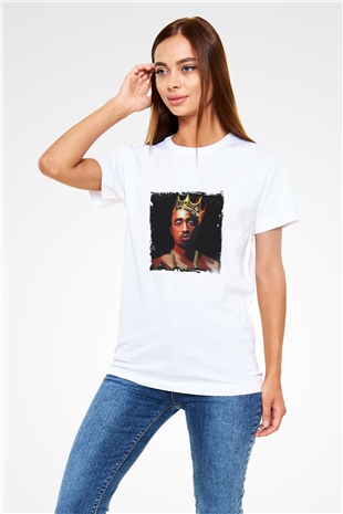 Tupac Baskılı Unisex Beyaz Tişört