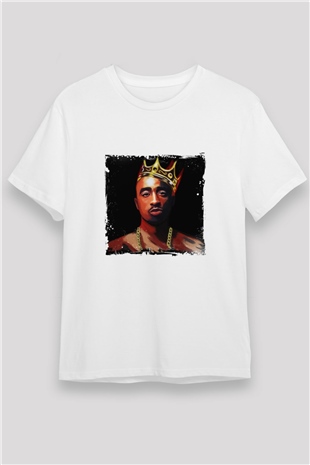 Tupac Baskılı Unisex Beyaz Tişört