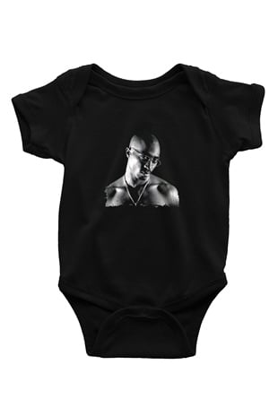 Tupac Baskılı Unisex Siyah Bebek Body - Zıbın