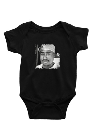 Tupac Baskılı Unisex Siyah Bebek Body - Zıbın