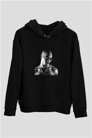 Tupac Baskılı Unisex Siyah Hoodie