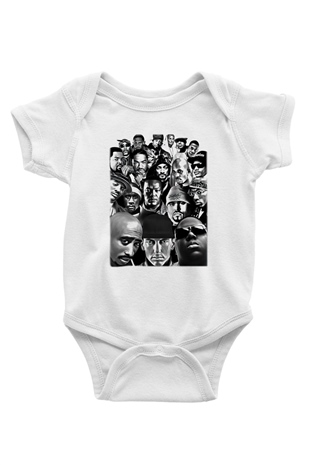 Tupac Shakur Baskılı Beyaz Unisex Bebek Body - Zıbın