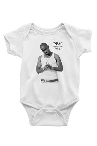 Tupac Shakur Baskılı Beyaz Unisex Bebek Body - Zıbın