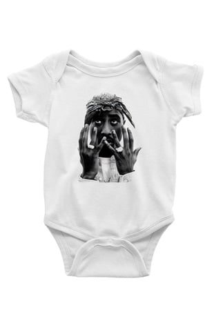 Tupac Shakur Baskılı Beyaz Unisex Bebek Body - Zıbın