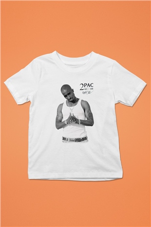 Tupac Shakur Baskılı Beyaz Unisex Çocuk Tişört
