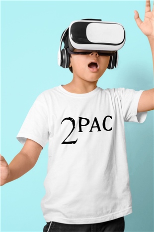 Tupac Shakur Baskılı Beyaz Unisex Çocuk Tişört