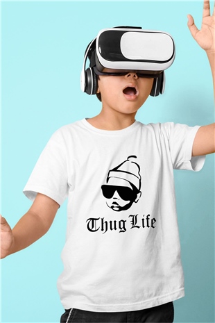 Tupac Shakur Baskılı Beyaz Unisex Çocuk Tişört