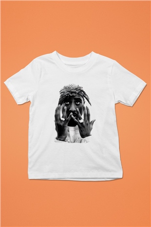 Tupac Shakur Baskılı Beyaz Unisex Çocuk Tişört