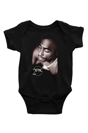 Tupac Shakur Baskılı Siyah Bebek Body - Zıbın