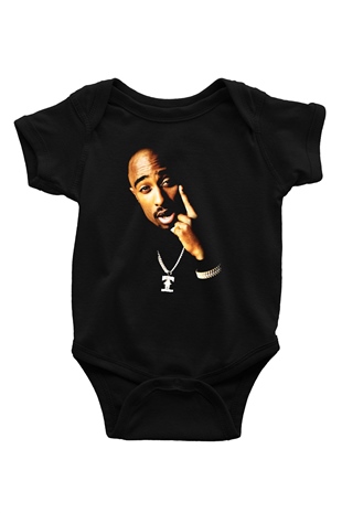 Tupac Shakur Baskılı Siyah Bebek Body - Zıbın