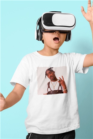 Tupac Shakur Beyaz Unisex Çocuk Tişört