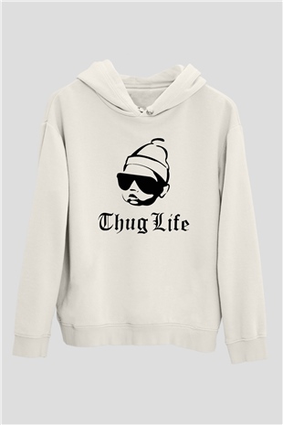 Tupac Shakur Beyaz Unisex Kapşonlu Sweatshirt