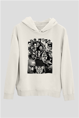 Tupac Shakur Beyaz Unisex Kapşonlu Sweatshirt