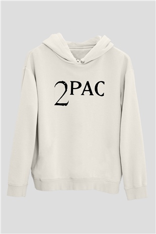 Tupac Shakur Beyaz Unisex Kapşonlu Sweatshirt