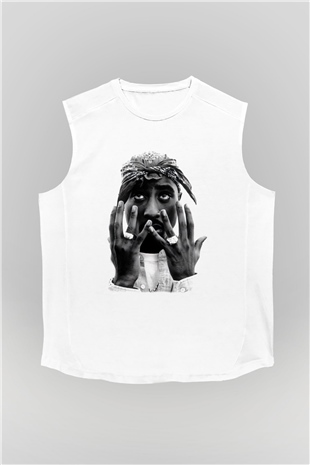 Tupac Shakur Beyaz Unisex Kolsuz Tişört