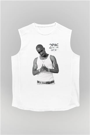 Tupac Shakur Beyaz Unisex Kolsuz Tişört