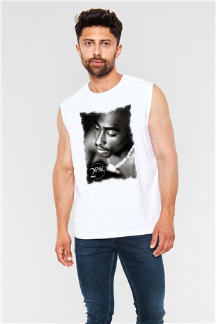 Tupac Shakur Beyaz Unisex Kolsuz Tişört