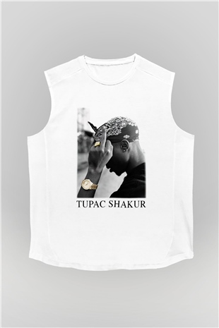 Tupac Shakur Beyaz Unisex Kolsuz Tişört