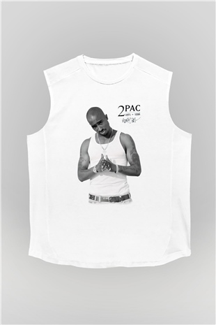 Tupac Shakur Beyaz Unisex Kolsuz Tişört