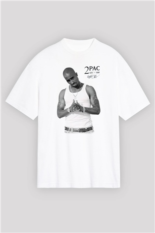 Tupac Shakur Beyaz Unisex Oversize Tişört T-Shirt