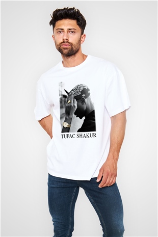 Tupac Shakur Beyaz Unisex Oversize Tişört T-Shirt