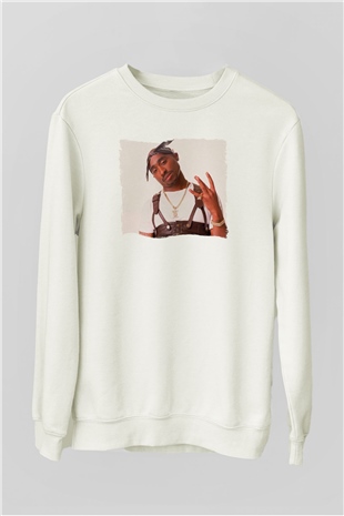 Tupac Shakur Beyaz Unisex Sweatshirt