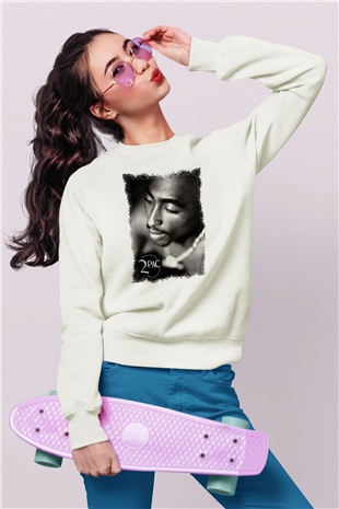 Tupac Shakur Beyaz Unisex Sweatshirt