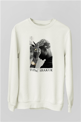 Tupac Shakur Beyaz Unisex Sweatshirt