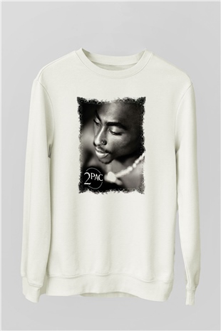 Tupac Shakur Beyaz Unisex Sweatshirt