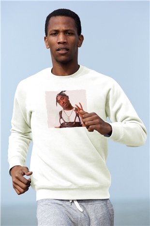 Tupac Shakur Beyaz Unisex Sweatshirt
