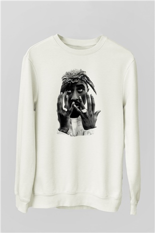 Tupac Shakur Beyaz Unisex Sweatshirt