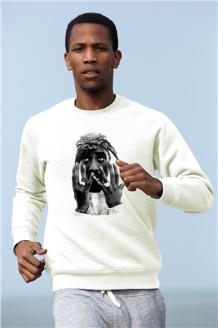 Tupac Shakur Beyaz Unisex Sweatshirt