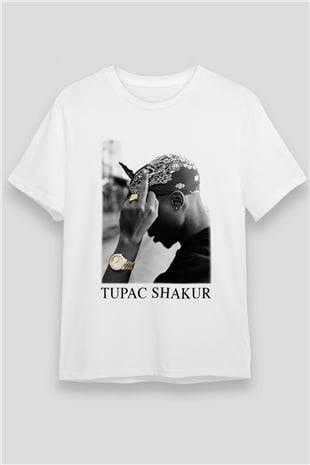 Tupac Shakur Beyaz Unisex Tişört T-Shirt - TişörtFabrikası