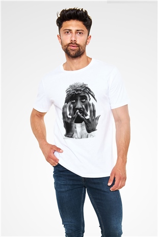 Tupac Shakur Beyaz Unisex Tişört T-Shirt - TişörtFabrikası