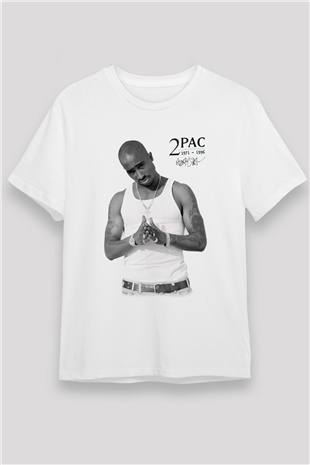 Tupac Shakur Beyaz Unisex Tişört T-Shirt - TişörtFabrikası