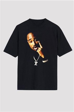 Tupac Shakur Siyah Unisex Oversize Tişört T-Shirt
