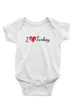 Türkiye Baskılı Beyaz Unisex Bebek Body - Zıbın