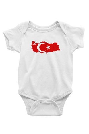 Türkiye Baskılı Beyaz Unisex Bebek Body - Zıbın