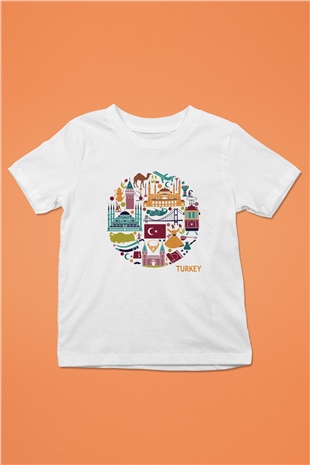 Türkiye Baskılı Beyaz Unisex Çocuk Tişört