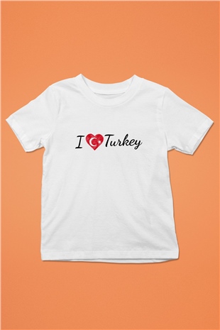 Türkiye Baskılı Beyaz Unisex Çocuk Tişört