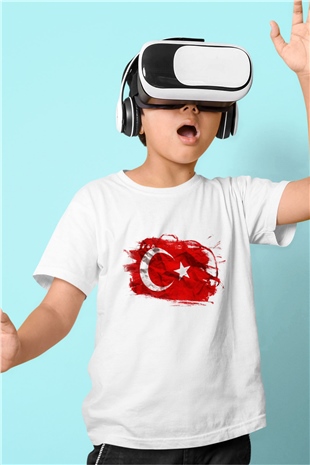 Türkiye Baskılı Beyaz Unisex Çocuk Tişört