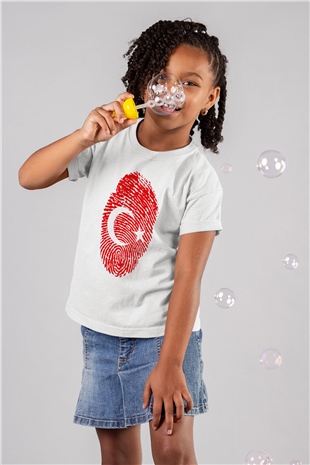 Türkiye Baskılı Beyaz Unisex Çocuk Tişört