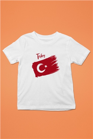 Türkiye Baskılı Beyaz Unisex Çocuk Tişört