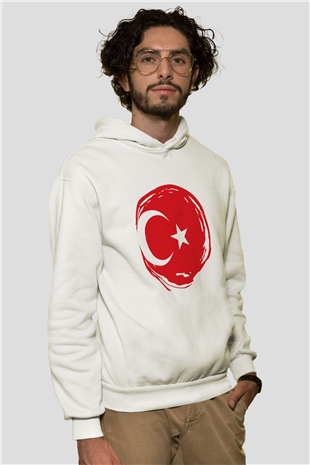 Türkiye Beyaz Unisex Kapşonlu Sweatshirt