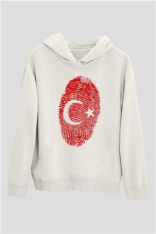 Türkiye Beyaz Unisex Kapşonlu Sweatshirt