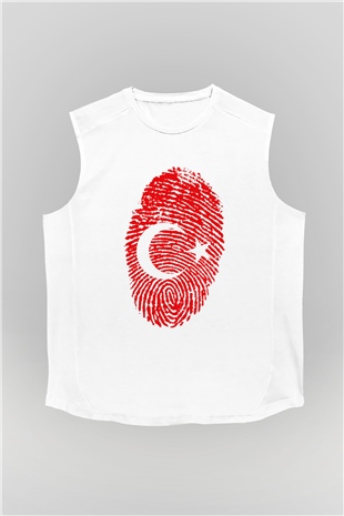 Türkiye Beyaz Unisex Kolsuz Tişört