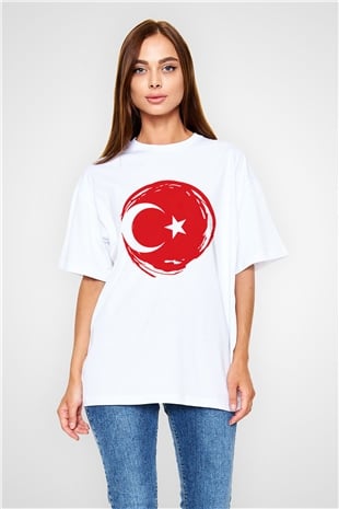Türkiye Beyaz Unisex Oversize Tişört T-Shirt