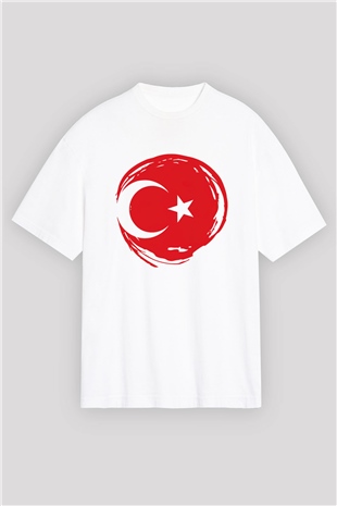 Türkiye Beyaz Unisex Oversize Tişört T-Shirt