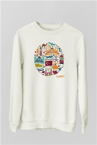 Türkiye Beyaz Unisex Sweatshirt